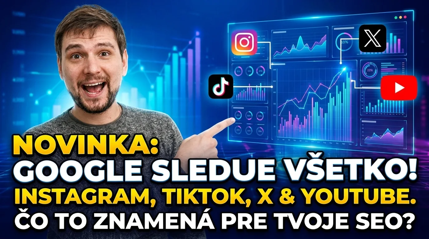 Autor ukazuje analytický dashboard pre Instagram, TikTok, X a YouTube